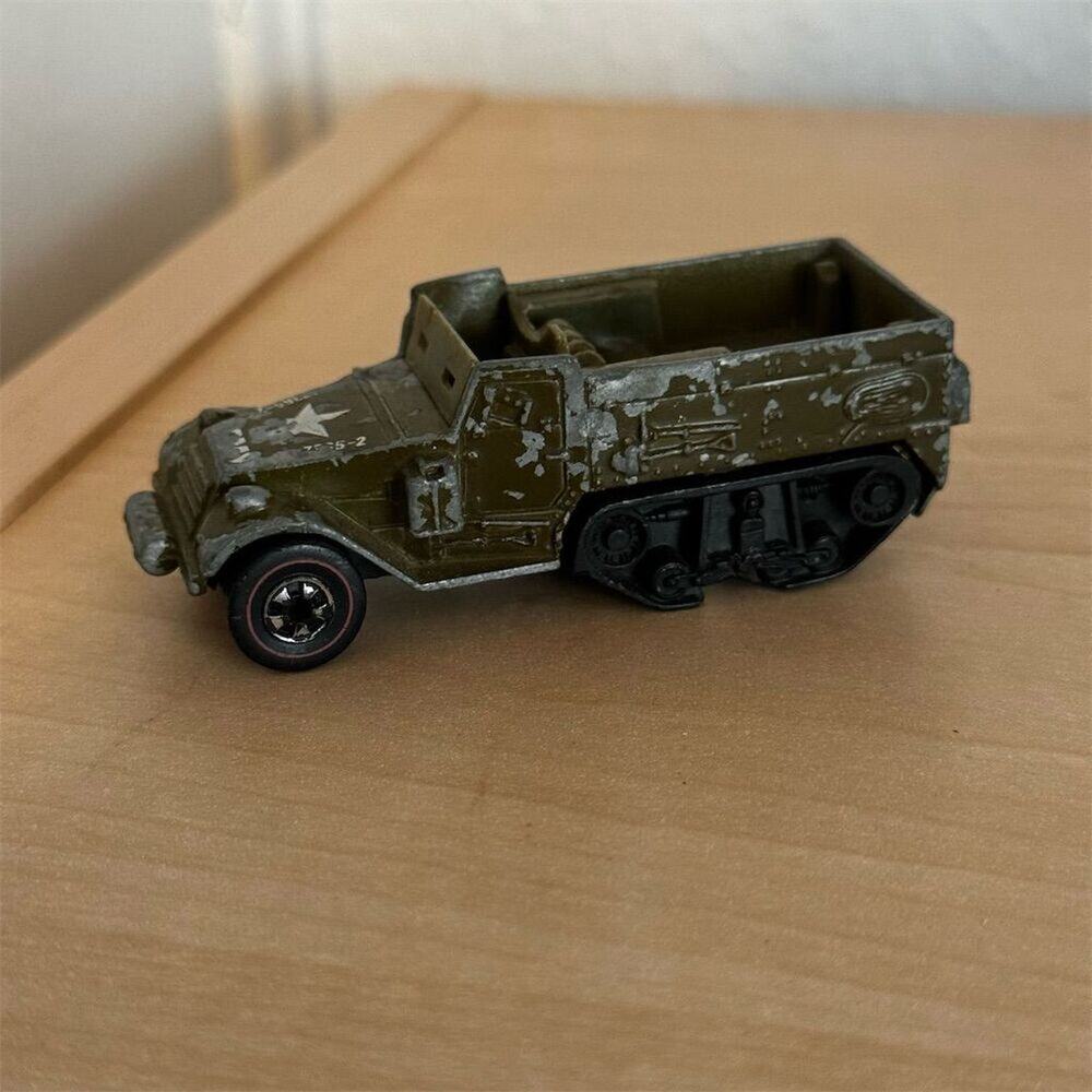 Vintage 1974 Hot Wheels Redline Army Gun Bucket Tank 1/64 Green Junkyard